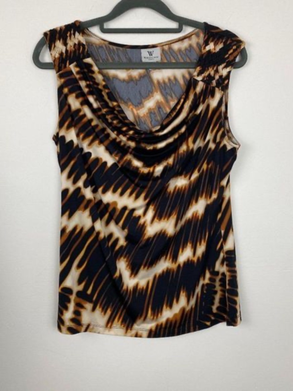 Worthington Stretch blouse Tie Dye cheetah zebra animal Massimo striped dutti
